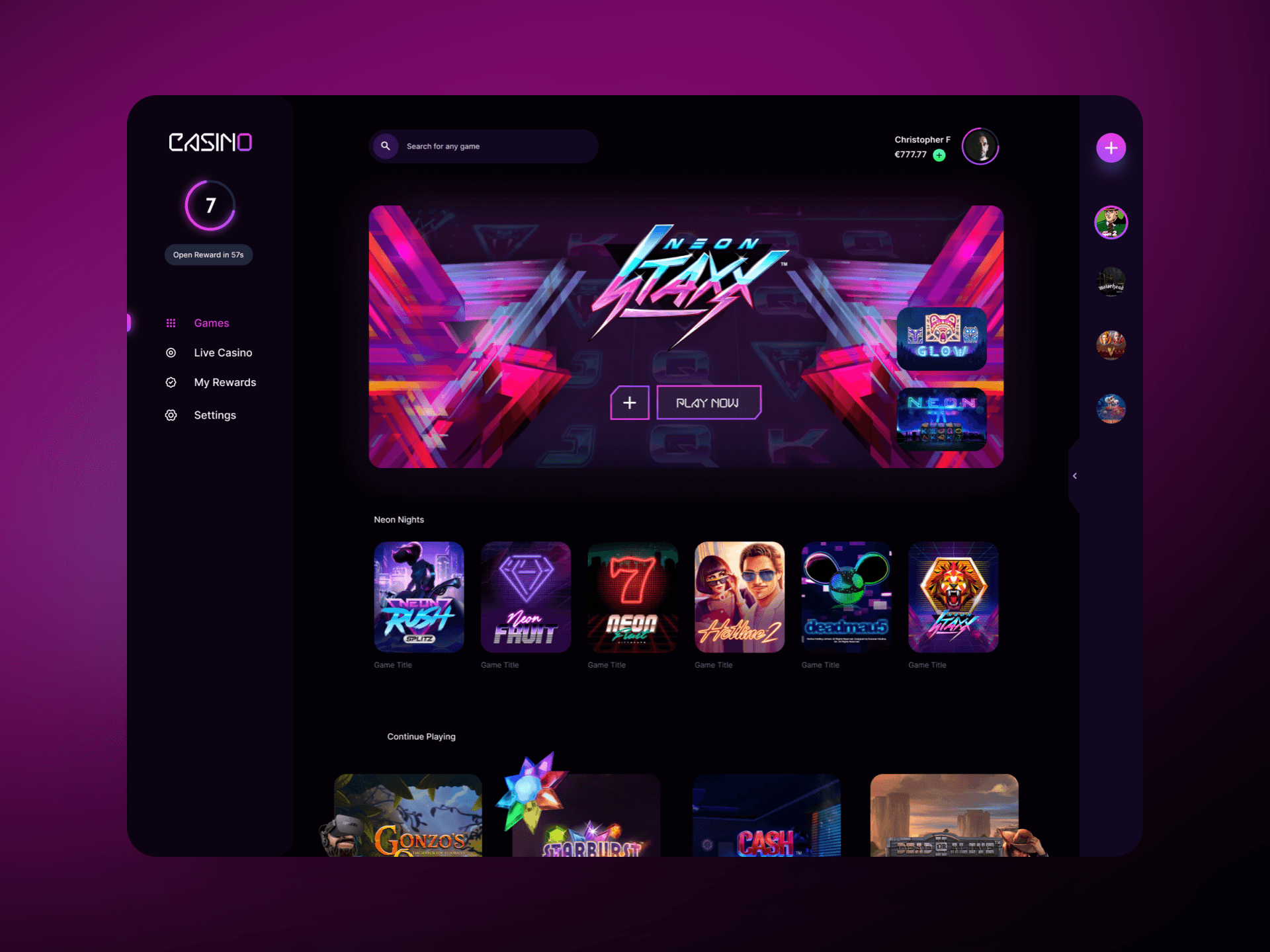 Casino Lobby Redesign. — UI/UX Design for CasinO by tilldawn® Studio