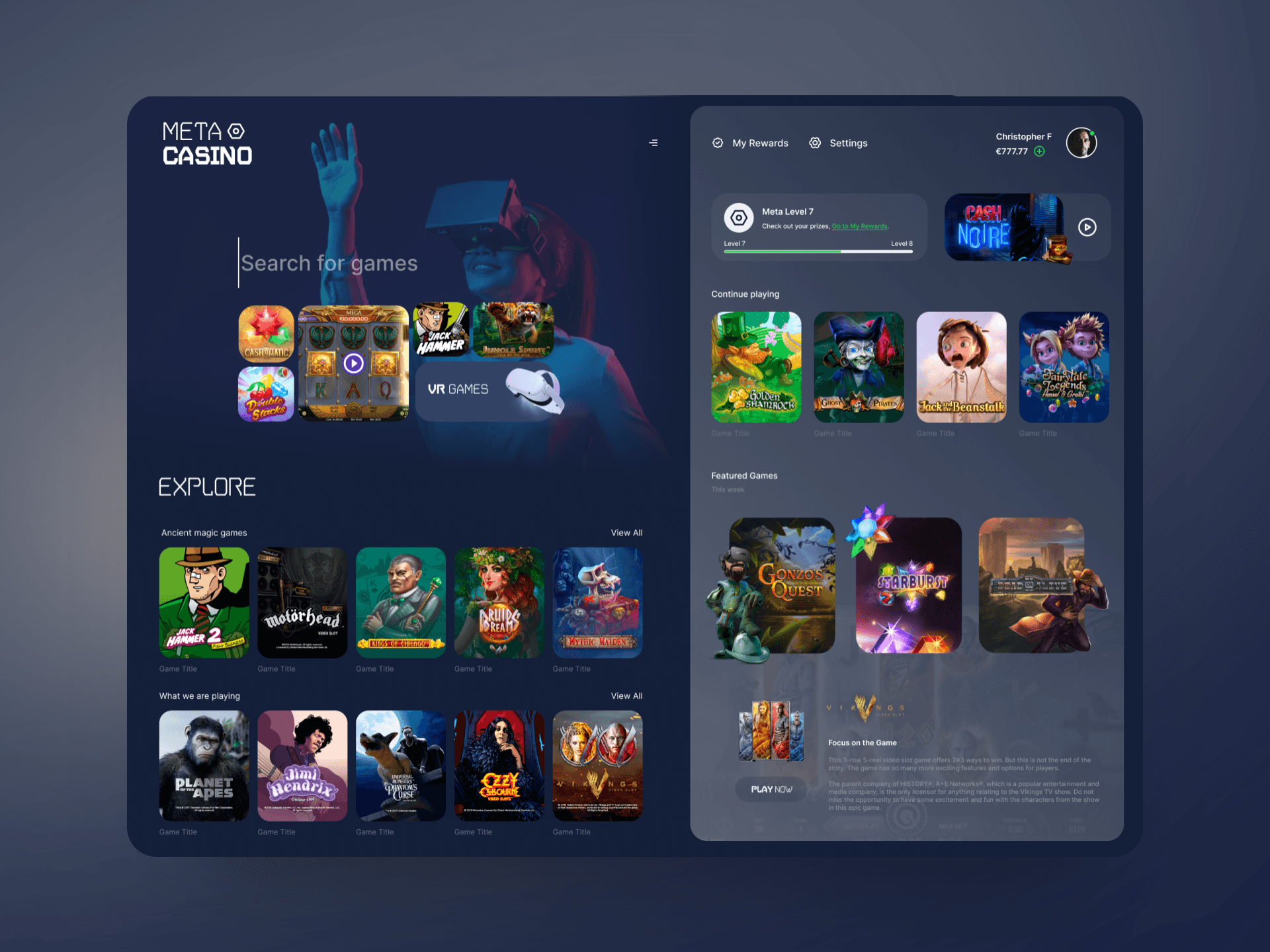 Metaverse Casino. — XR / UI Design for Meta Casino by tilldawn® Studio